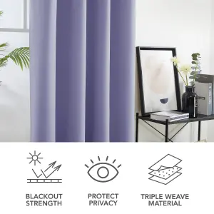 Deconovo Eyelet Curtains Energy Saving Curtains Thermal Insulated Curtains Blackout Curtains Light Purple W52 x L45 Inch 2 Panels