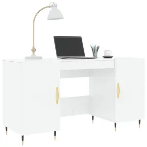 Berkfield Desk High Gloss White 140x50x75 cm Engineered Wood