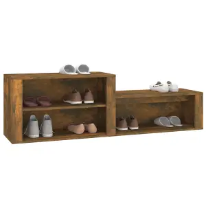 Berkfield Shoe Cabinet Smoked Oak 150x35x45 cm Engineered Wood