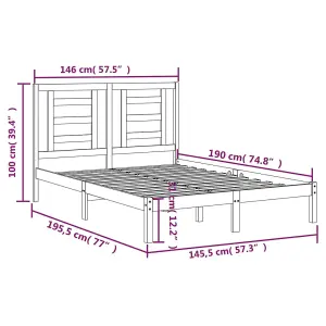 Berkfield Bed Frame White Solid Wood Pine 140x190 cm