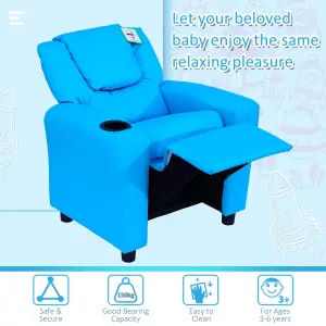 HOMCOM Kids Recliner Armchair Games Chair Children Seat Girls Boys Sofa Blue