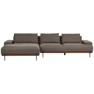 Corner Sofa MARIFERD Brown Fabric Right Hand