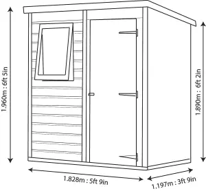 Shire 6x4 ft Pent Wooden Shed with floor & 1 window