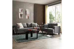 Dale 3 Seater Sofa, Dark Grey Linen Fabric