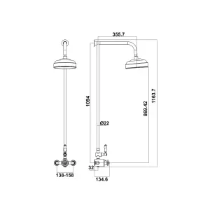 Traditional Chrome Rigid Riser Shower with Fixed Head