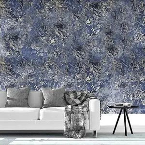 Liquid Marble Effect Wallpaper Debona Metallic Glitter Navy Silver