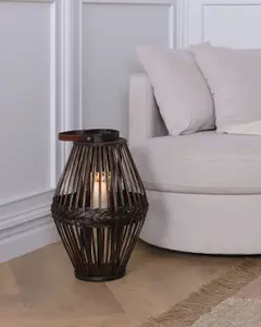 Beliani Rustic Lantern PANAT Wood Dark Wood