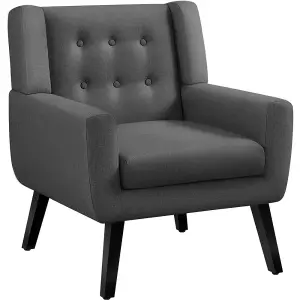 Yaheetech dark Grey Button Tufted Accent Chair with Solid Wood Legs