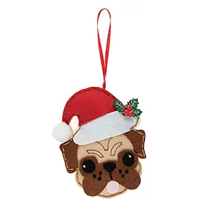 FELT KIT PUG S/HAT - Felt Decoration Kit: Pug in Santa Hat - Trimits