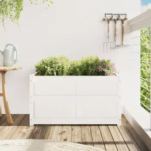 Berkfield Garden Planter White 90x50x50 cm Solid Wood Pine