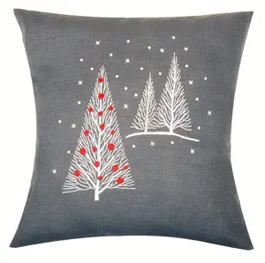 EMB CUSH XMAS TREES - Embroidery Kit: Cushion: Christmas Trees - Vervaco