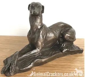 Greyhound dog figurine in solid cold cast bronze designed by Harriet Glen