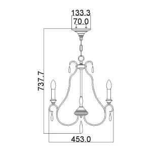 Elstead Dewitt Chandelier 3 Light Silver Finish, E14