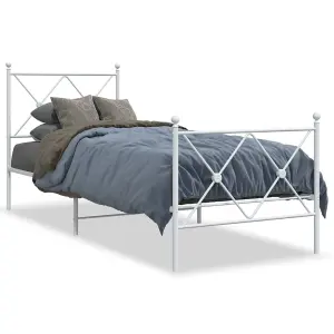 Berkfield Metal Bed Frame without Mattress with Footboard White 80x200cm