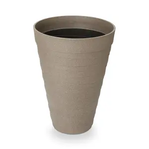 Blooma Momoka Grey Stone effect Tall Plastic Plant pot (Dia) 40cm, (H)55cm, 35L