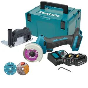 Makita DMC300RTJ 18V LXT Brushless 76mm Compact Cut Off Saw + 3 Blades 2 X 5ah