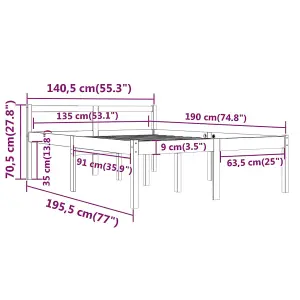 Berkfield Bed Frame Grey Solid Wood Pine 135x190 cm Double