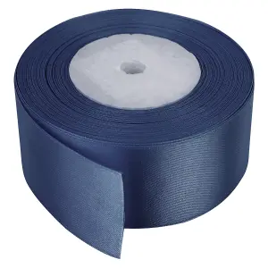 50mm Navy Double Sided Satin Polyester Ribbon Roll, 25 metres