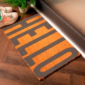 Grey Big Letters Hello Doormat