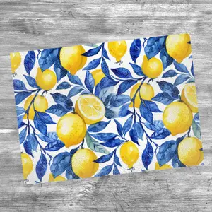 Textured Glass Chopping Board Abstract Lemon Design - Large