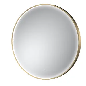 Contemporary Round Inset Framed LED Touch Sensor Mirror - 800mm - Brushed Brass - Balterley