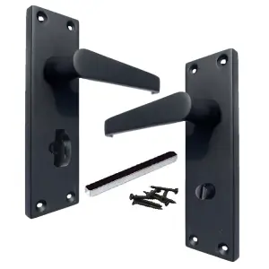 Door Handles Straight Bath Lock Handle - Matt Black 150 x 40mm