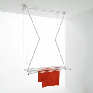 Foxydry Mini White Aluminium Foldable Retractable Clothesline 180cm H x 128cm W x 54cm D