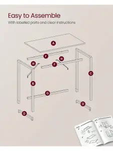 VASAGLE Computer Desk, Small Office Desk And Workstation, Work Desk For Home Office,Study,Metal Frame, Natural Oak And Pearl White