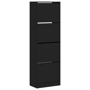 Berkfield Shoe Cabinet with 4 Flip-Drawers Black 60x34x187.5 cm