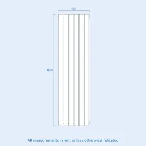 Nes Home 1800 X 410 mm Modern Central Connection Vertical Flat Panel White Designer Radiator