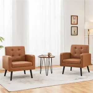 Yaheetech Faux Leather Arm Chair Reading Chair - Retro Brown