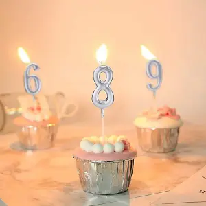 Shatchi Silver 4 Number Candle Birthday Anniversary Party Cake Decorations Topper