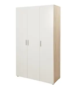 Lamego Modern Matt & high gloss white oak effect Triple Wardrobe (H)2009mm (W)1181mm (D)497.5mm