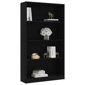 Berkfield 4-Tier Book Cabinet Black 80x24x142 cm Engineered Wood