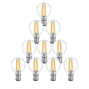 paul russells LED Filament Dimmable Golf Bulb, SBC B15, 4.5W 470 Lumens, 40w Equivalent, 2700K Warm White, Pack of 10