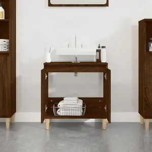 Berkfield Sink Cabinet Brown Oak 58x33x60 cm Engineered Wood