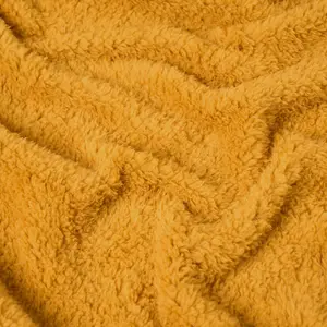 Brentfords Teddy Fleece Blanket Large Throw Over Bed, Yellow - 200 x 240cm