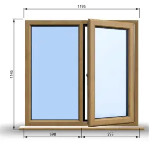 1195mm (W) x 1145mm (H) Wooden Stormproof Window - 1/2 Right Opening Window - Toughened Safety Glass