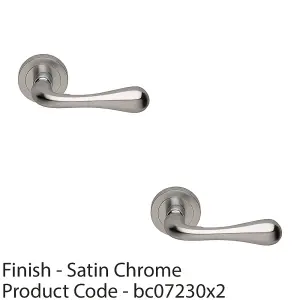 2 PACK - Concealed Door Handle Set - Satin Chrome Lever on Round Rose Rotund End