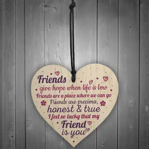 Red Ocean Friendship Sign Handmade Wooden Hanging Heart Chic Sign Best Friend Gift Thank You Birthday Keepsake