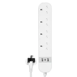 Daewoo Four Way Extension Lead Socket 4 Gang Smart Power Strip with USB Ports & compatible with Alexa Google Home