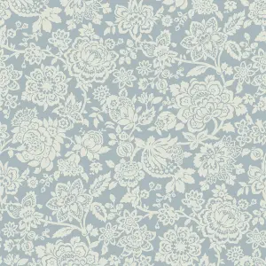 Laura Ashley Midnight Palace Trailing Laurissa Pale Seaspray Blue Smooth Wallpaper