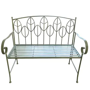 Traditional Style Green Iron Outdoor Garden Bench