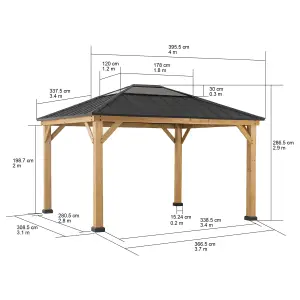 Sunjoy FSC Cedar Wood Gazebo BRURI - 393cm x 335cm, Anthracite