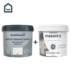 GoodHome Classic Pure brilliant white Smooth Matt Masonry paint, 5L