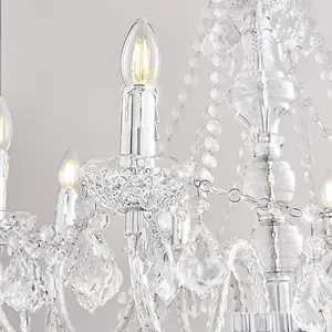 Luminosa Clarence 8 Light Chandelier Acrylic & Chrome Finish, E14