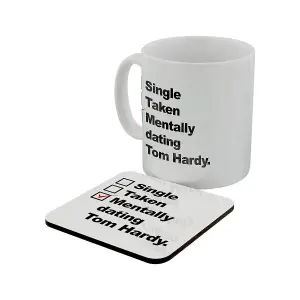 Grindstore Mentally Dating Tom Hardy Mug & Coaster Set White (One Size)