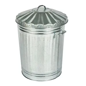 Trendi 15L GALVANISED METAL DUSTBIN WITH LID GARDEN BIN INDOOR DUSTBIN RUBBISH DUSTBIN KITCHEN BIN SMALL WASTE BIN STEEL DUSTBIN