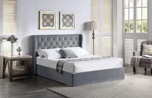 Velvet Ottoman Storage Bed Frame With Pocket Sprung Mattress