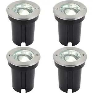 4 PACK Stainless Steel IP67 Ground Light - 6W Cool White LED - Tilting Head